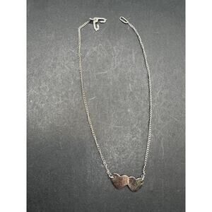 Lestage Sterling Silver 925 ID Identification Double Heart Ankle Bracelet 9"